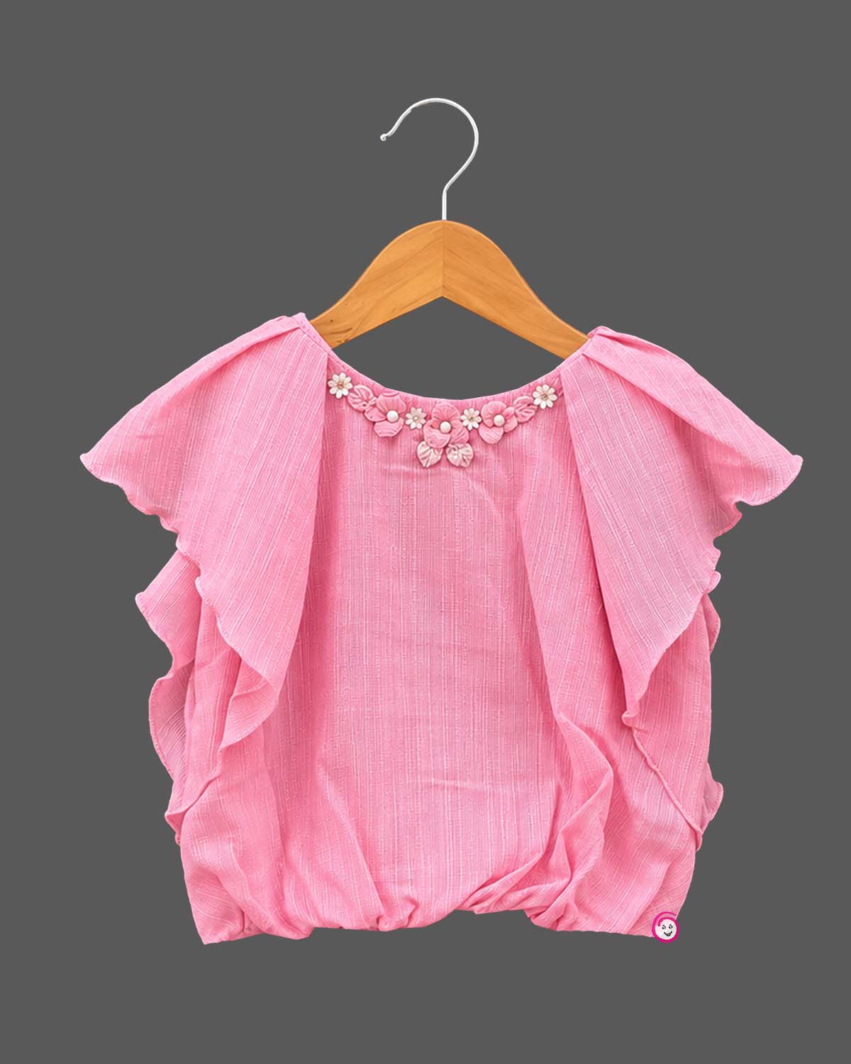 Flutter sleeve top with embroidered net skirt baby party wear dress features