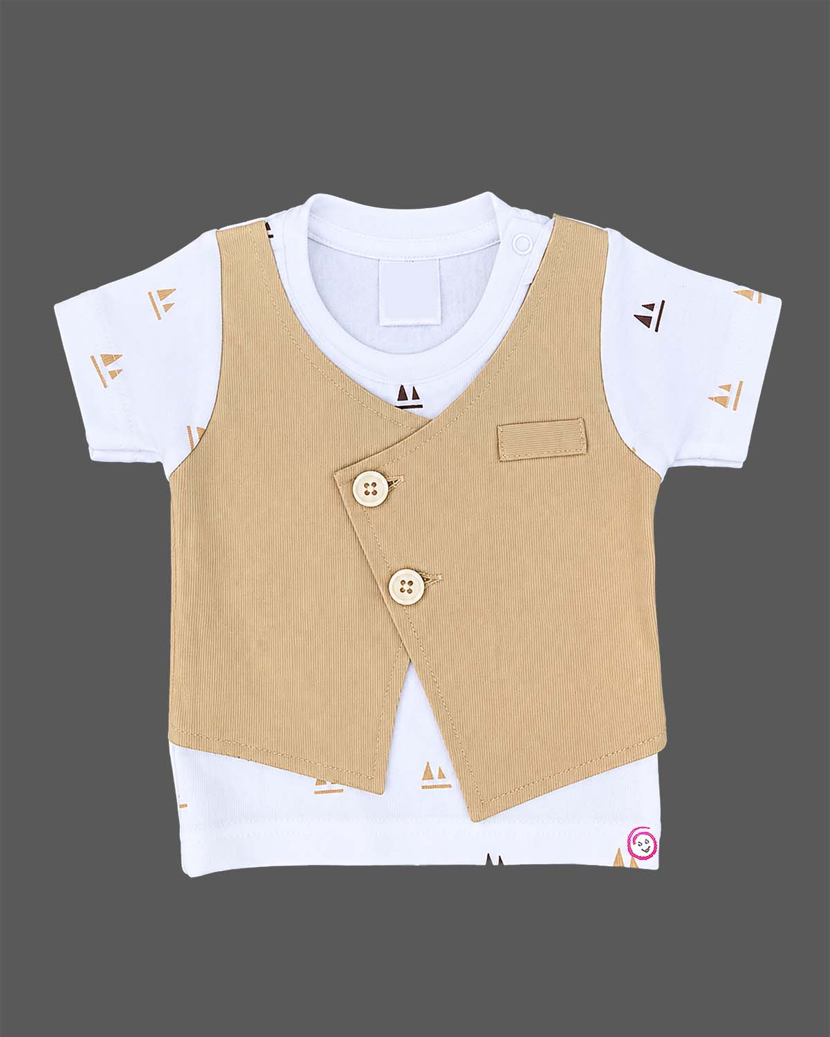 Boys short sleeve t-shirt with attached vest and matching shorts dress for infant