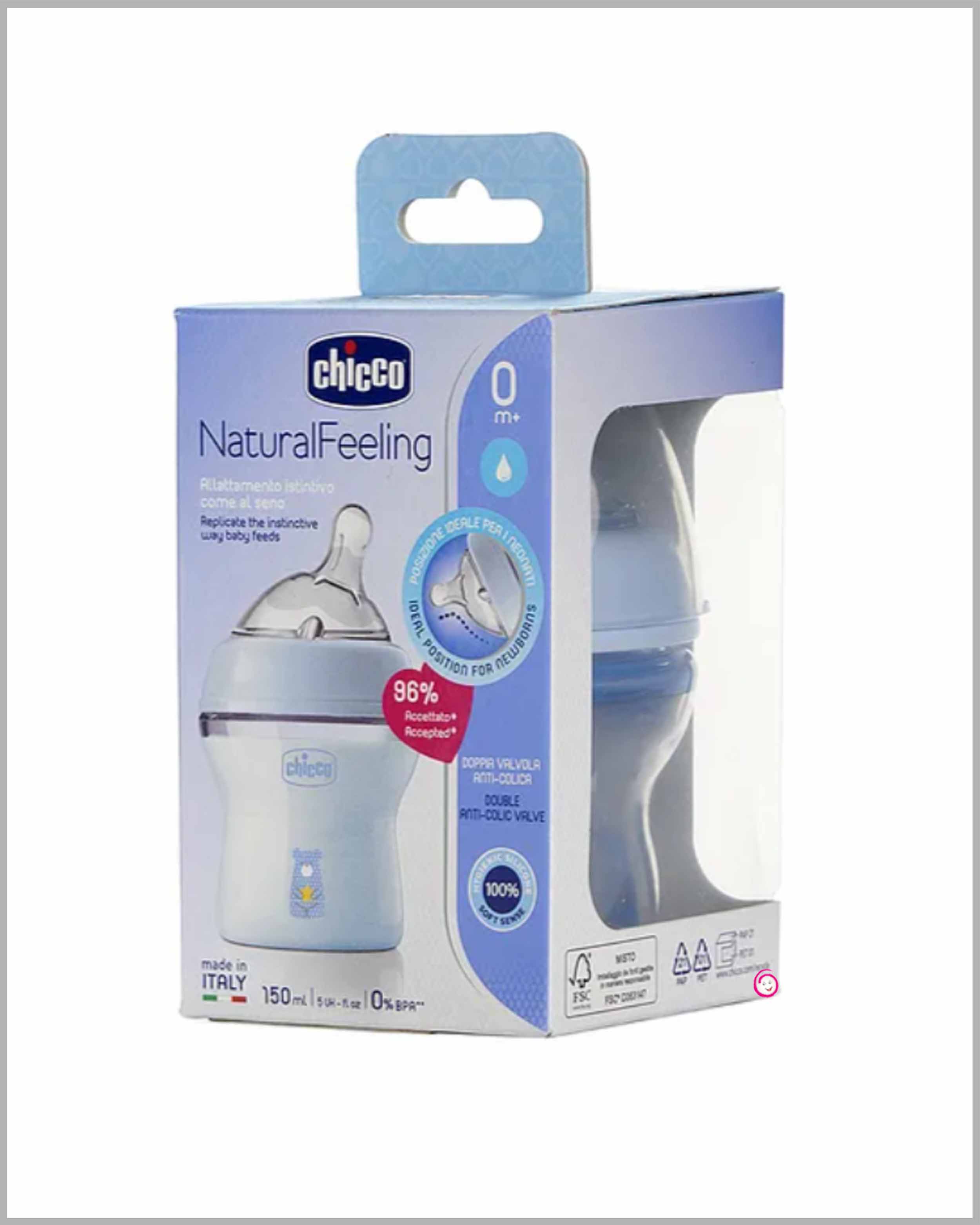 Chicco natural feeding bottle (0M)+ - 150ml with natural shape