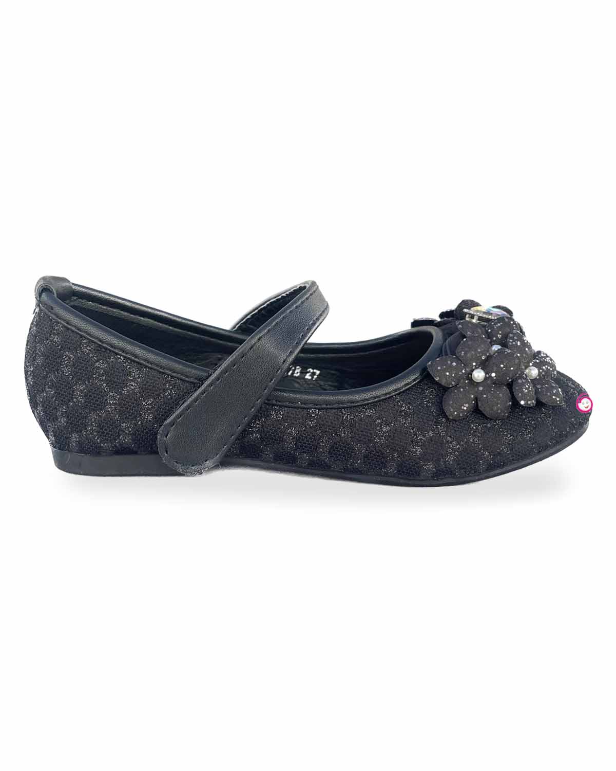 Girls Flower With Stone Attached Party Shoes