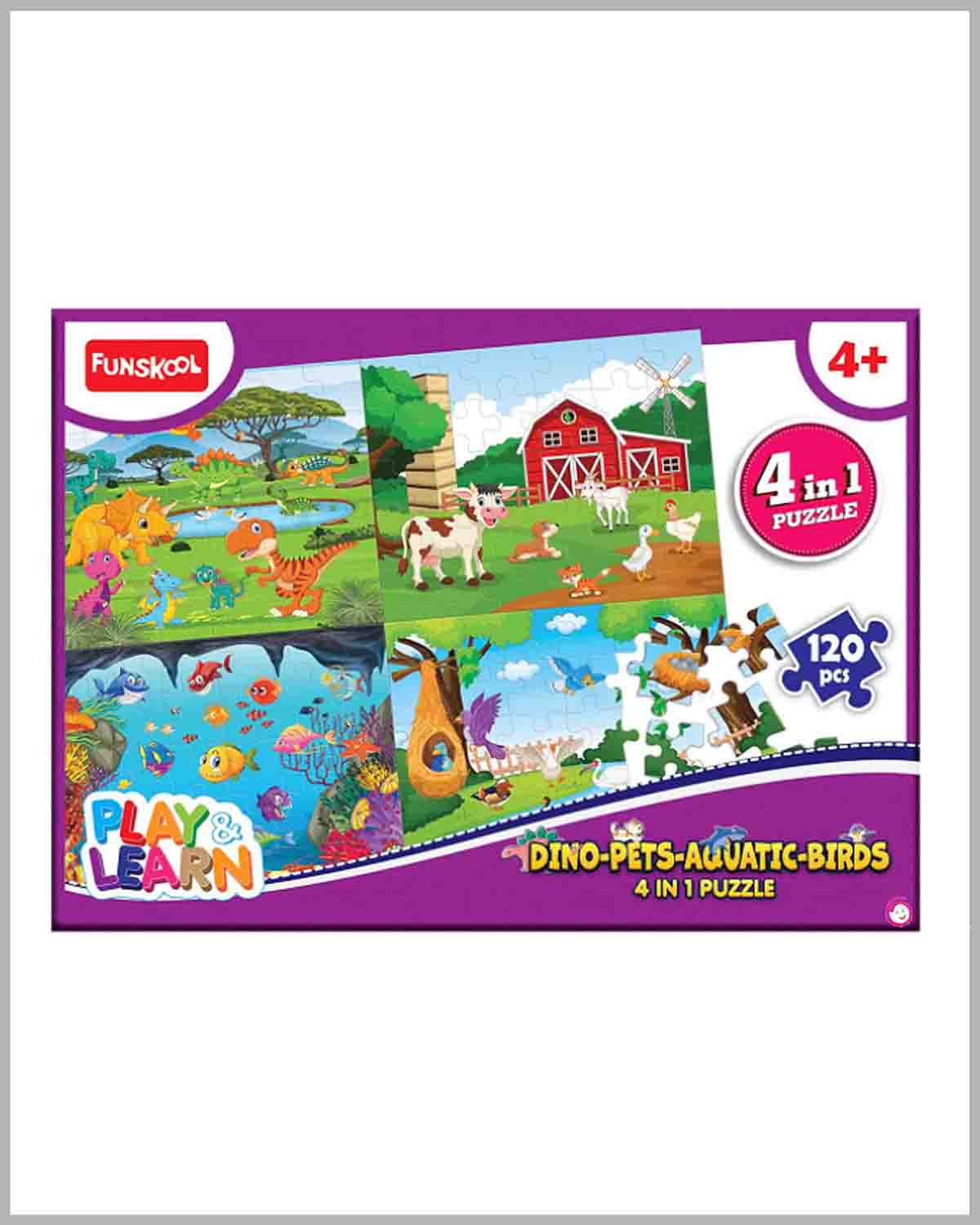Funskool Play & Learn-Dino-Pets-Aquatic-Birds 4in1,Educational Puzzle