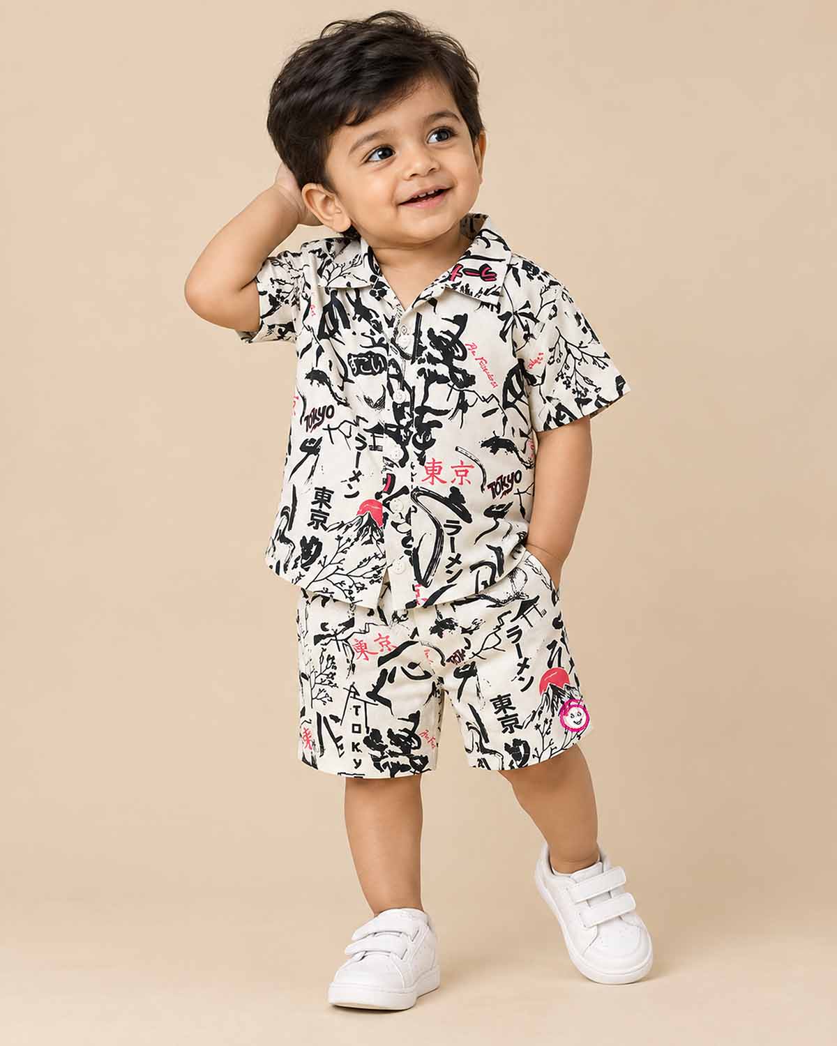 Boy baby printed cotton shirt and shorts set for summer wear