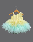Girls applique colorful party frock - Cream