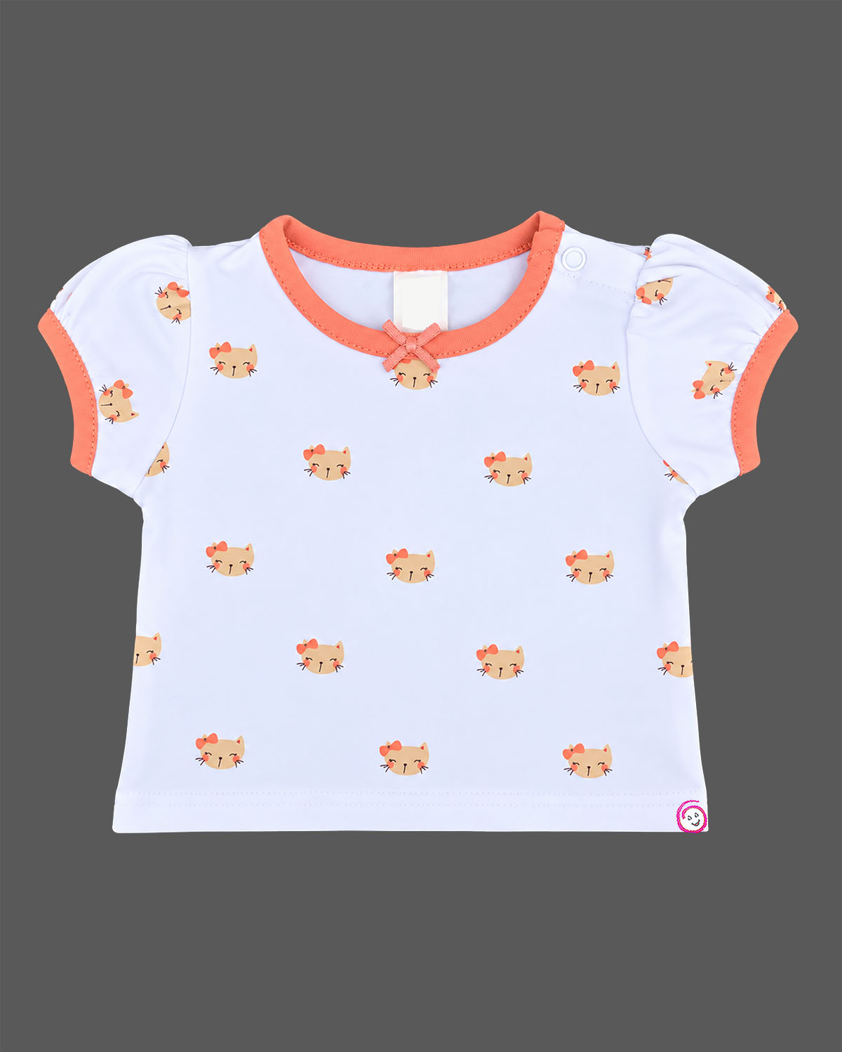 Infant pinafore dress set with short sleeve printed top and pinafore skirt dress for infants