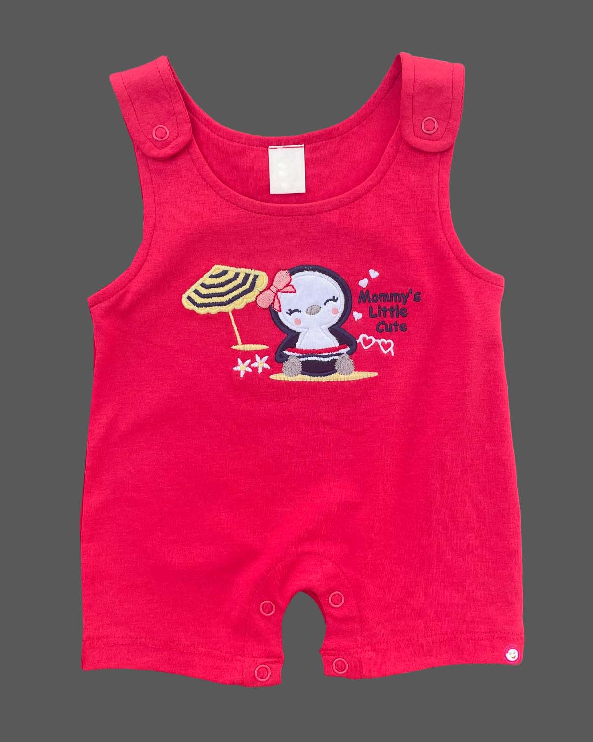 Girls puff sleeve tee with romper - Red