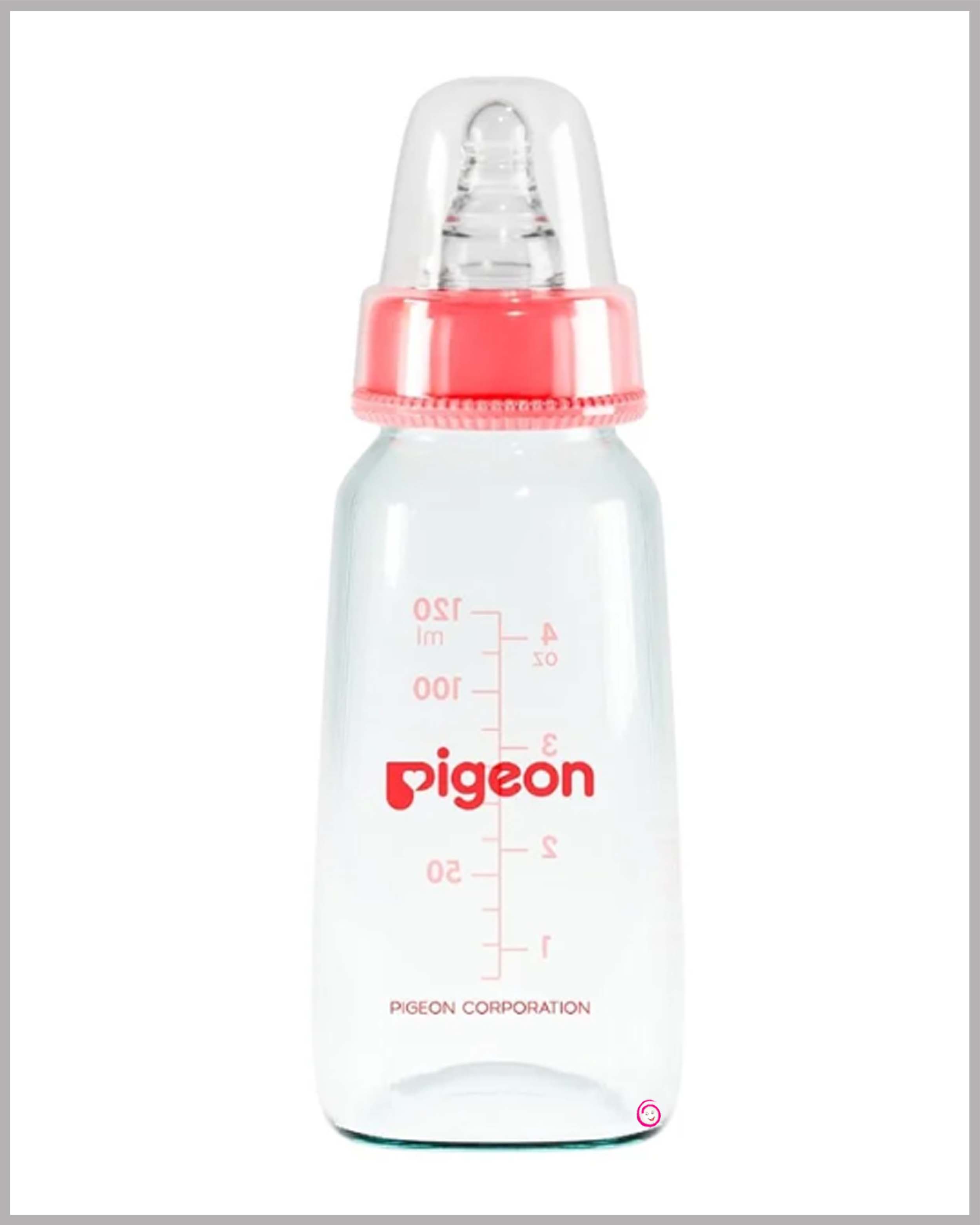 Pigeon Glass Baby Feeding Bottle For 0M+ Red - 120ml