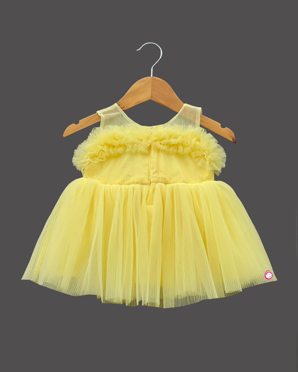 Girls bow applique party frock - Light Yellow