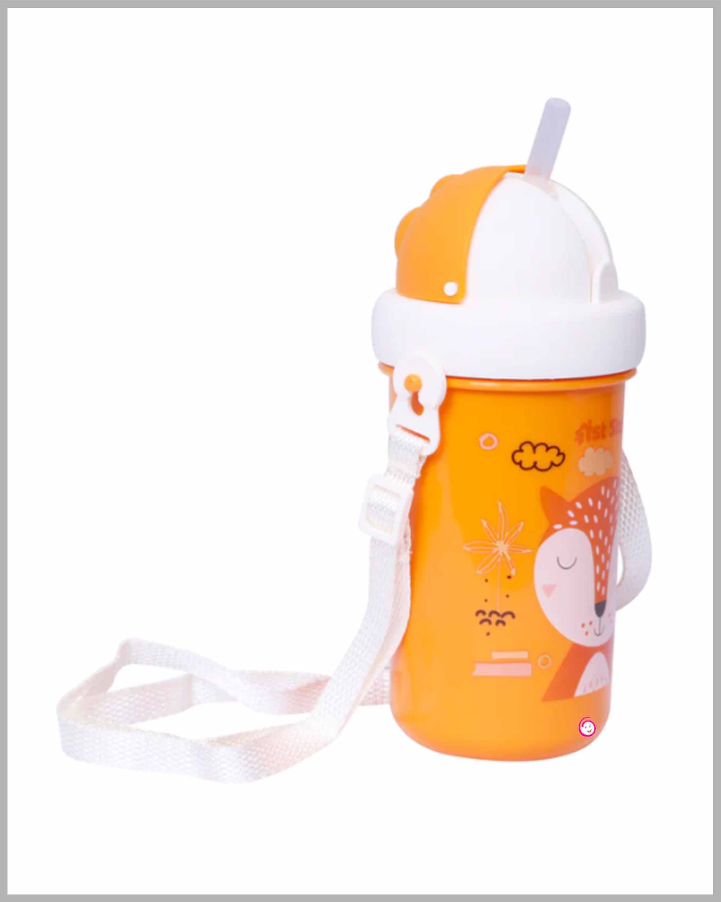1st Step Soft Straw Sipper with Twin Handles for Easy Grip - Orange