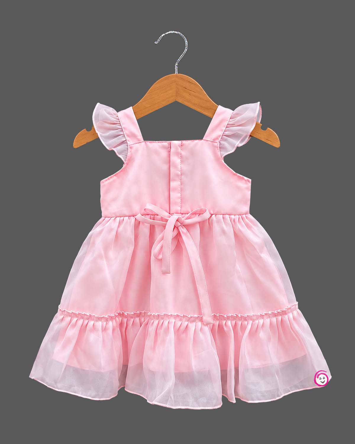 Sleeveless organza tiered frock with ruffled straps and casual frocks for baby girl design details.