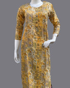 Printed Long Maternity & Feeding Top With Zip - Yellow