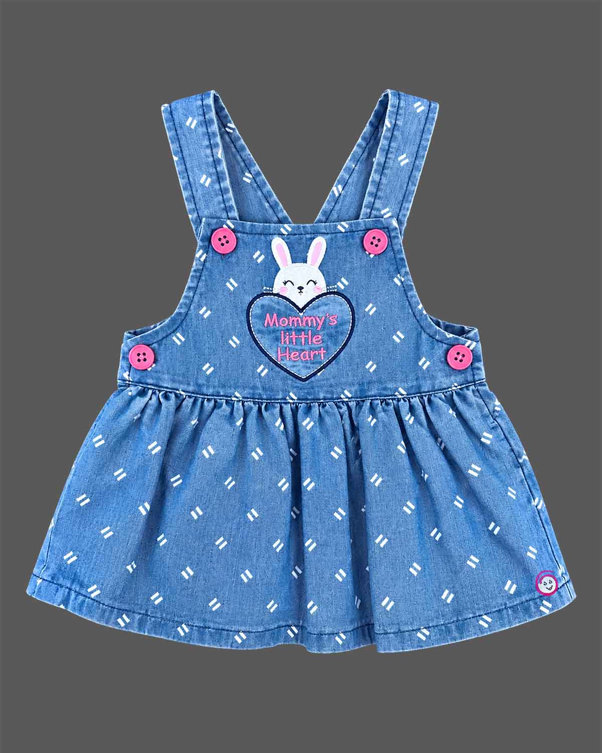 Baby girl clothes printed pinafore dress with heart top set and bunny motif