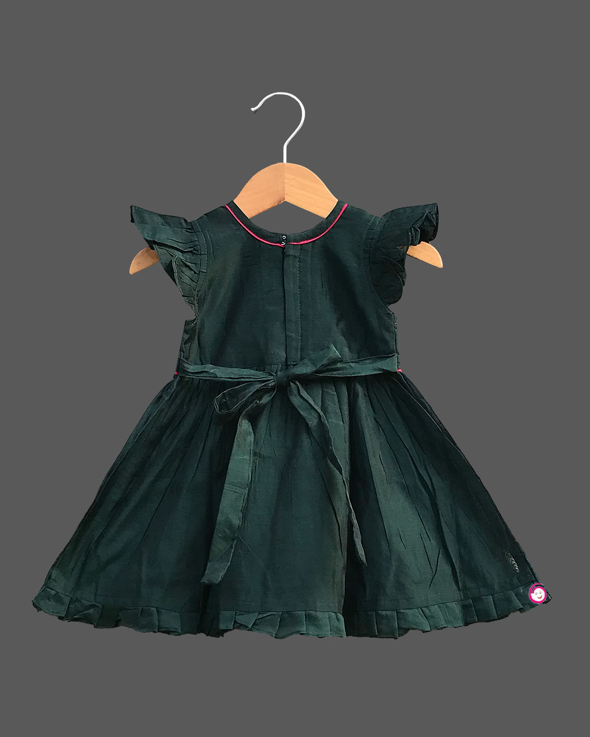 Girls peacock printed traditional frock - Dark Green