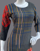 Maternity overall printed 3/4 sleeve top with zip - Dark Grey