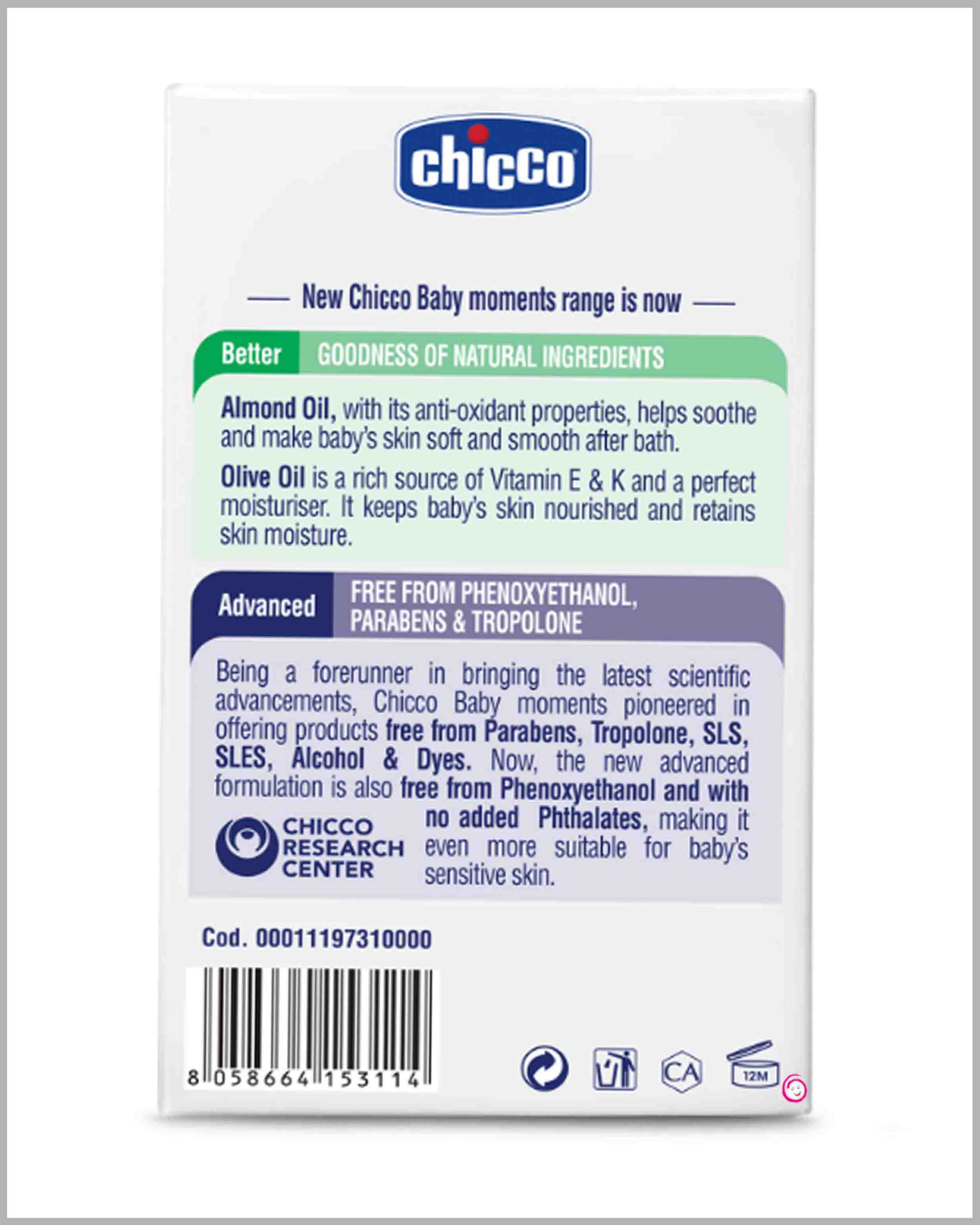Chicco Baby Moments Almonds and Olive Oil 125g Soap