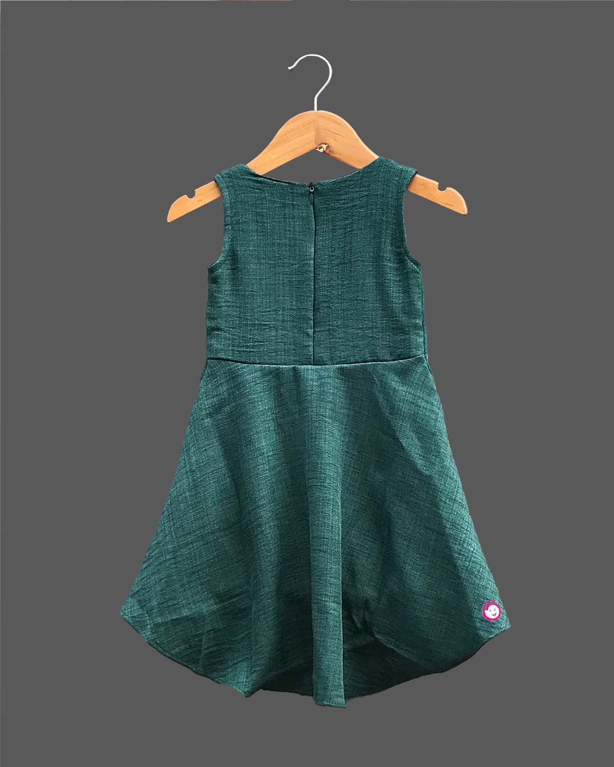 Girls western casual frock- Dark Green