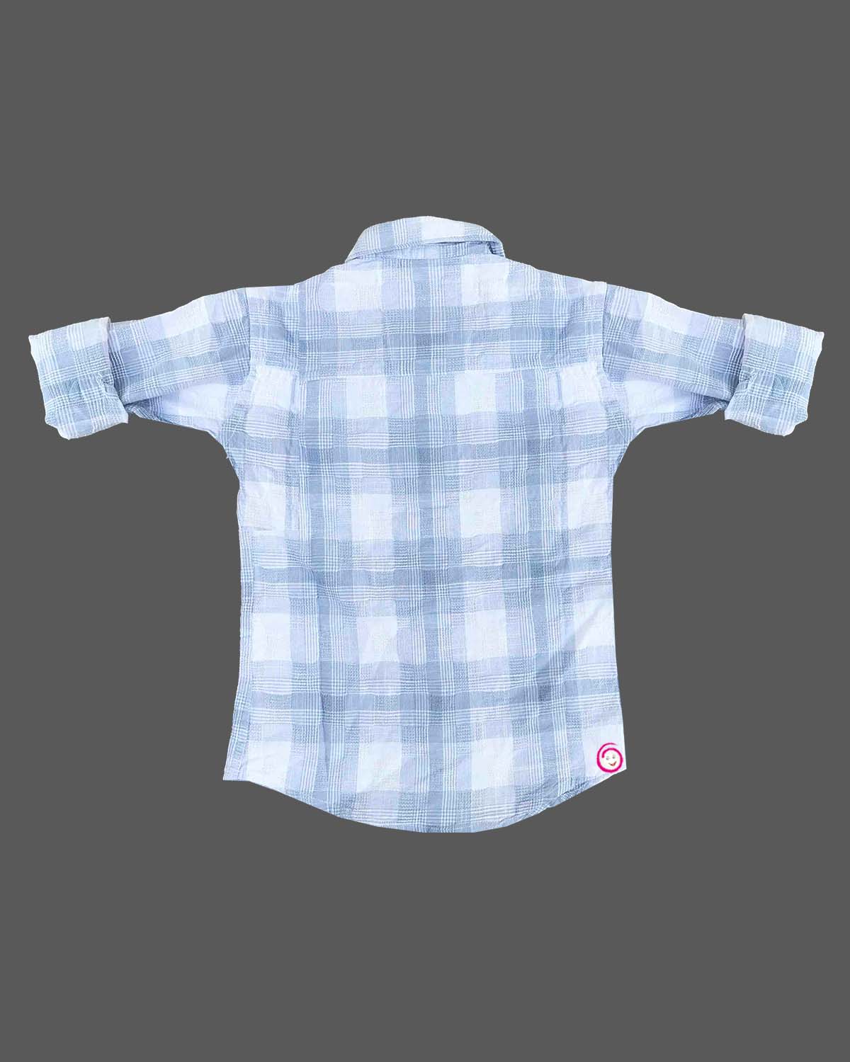 Boys checked full sleeve casual shirt - Sky Blue