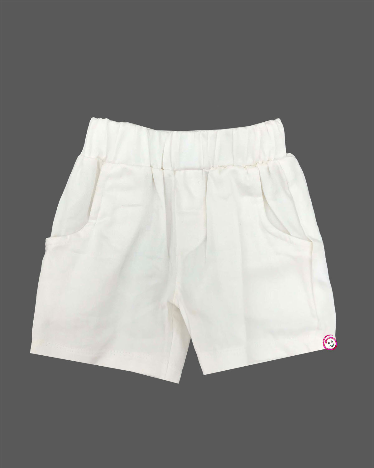 Infant casual outfit with button-down shirt and elastic waistband shorts for play.