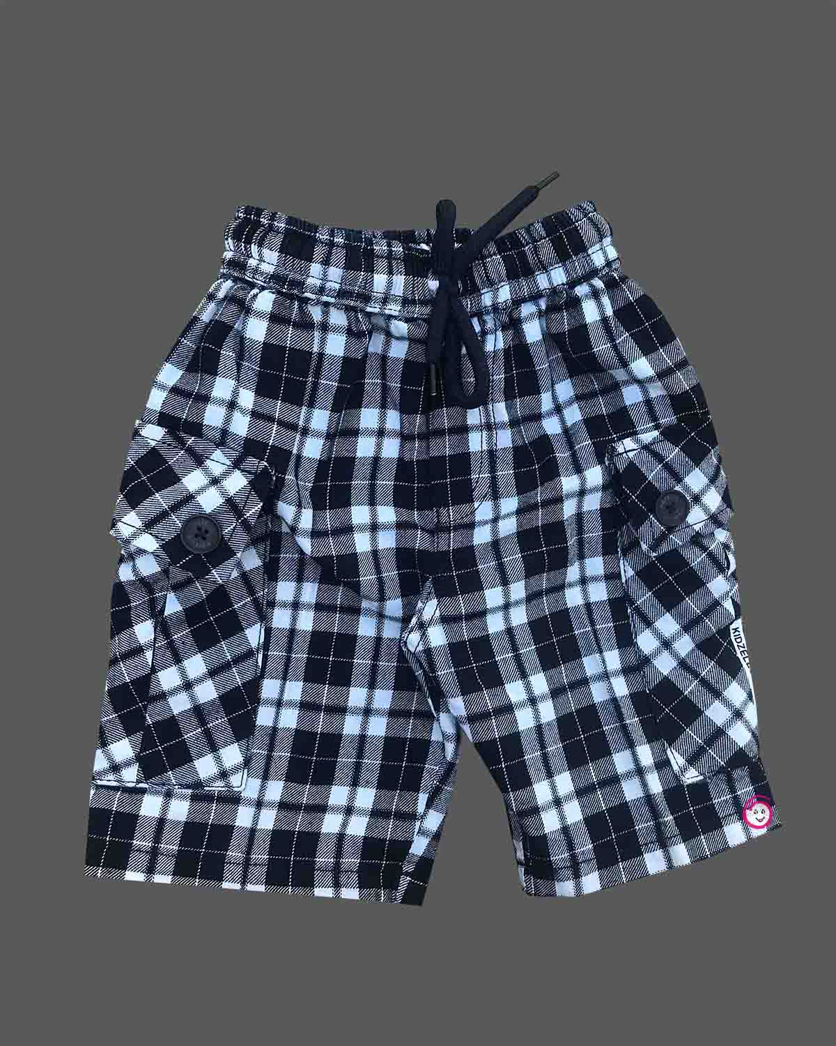 Toddler boy typography graphic tee with elastic drawstring checkered cargo shorts