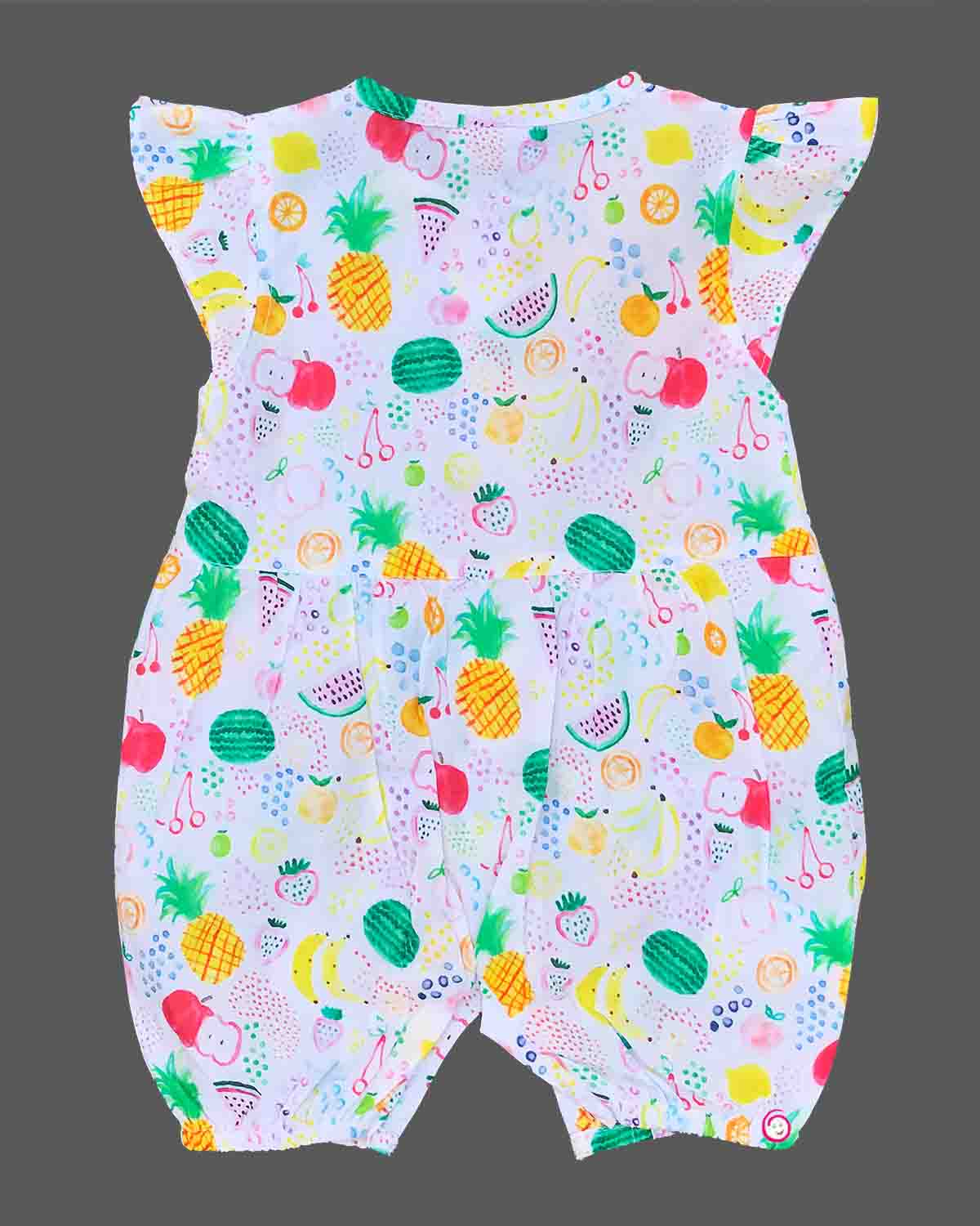 Girls fruit printed half romper - White