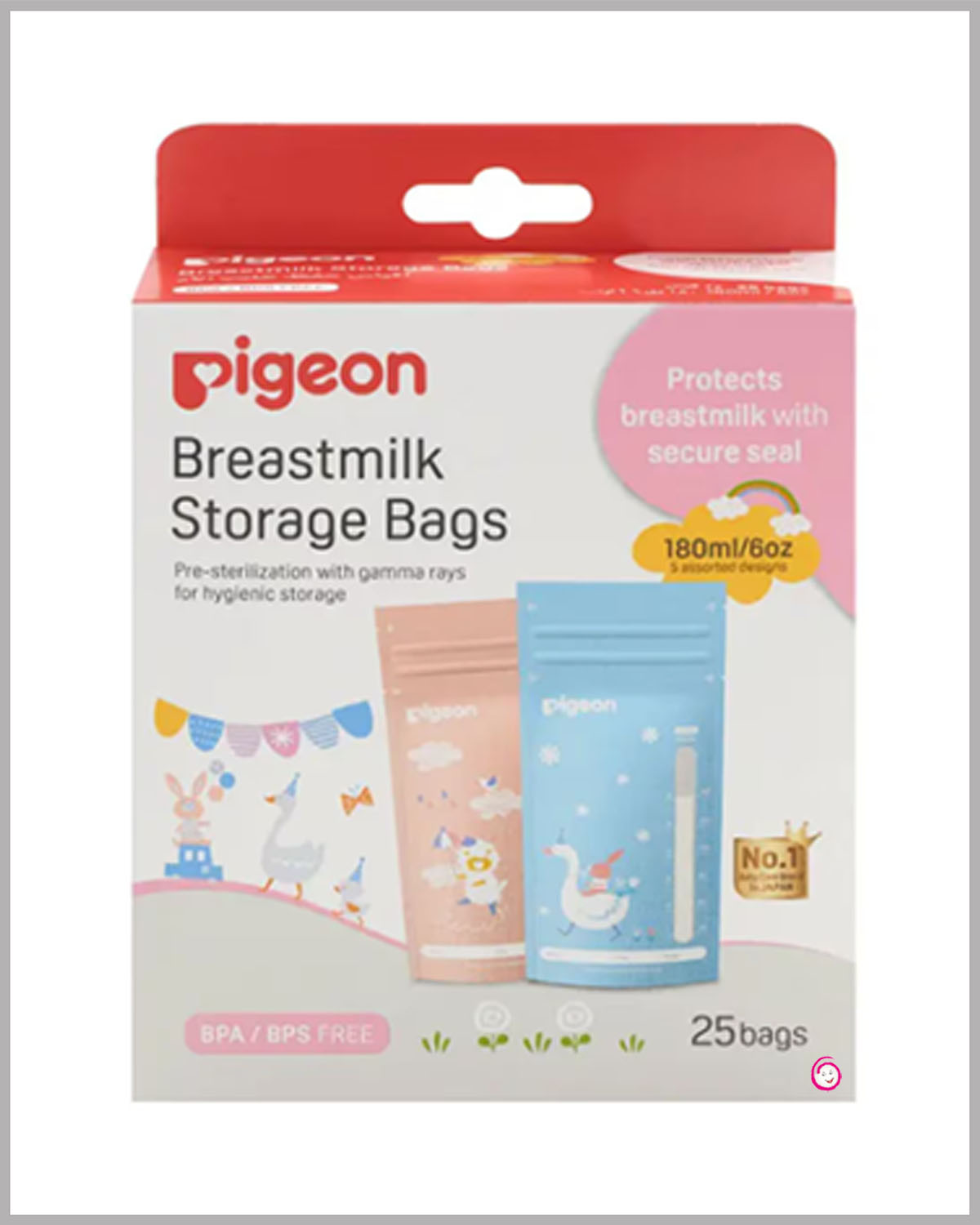 Pigeon Breast Milk Character Printed Storage Bags Pack of 5 - 180 ml