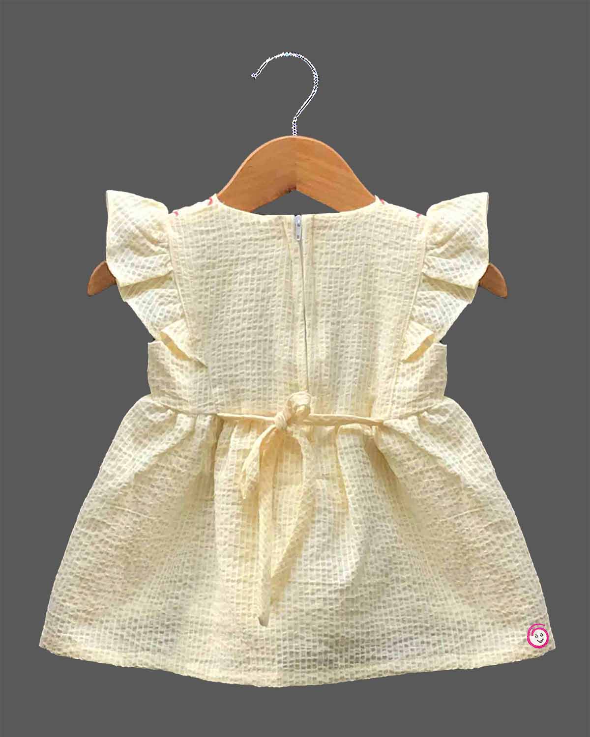 Baby Girl Embroidered Cotton Frock with flutter sleeves for summer playdate and casual outing