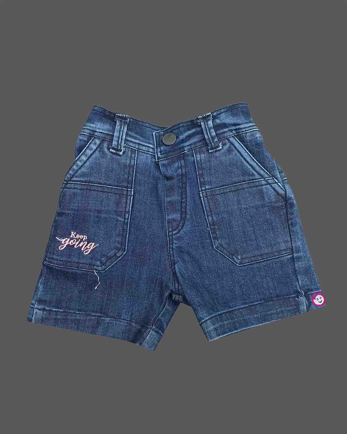 Boys Plaid Embroidered Cotton Shirt & Denim Shorts Set featuring vehicle embroidered motifs, spread collar, and elasticated denim shorts with pockets.