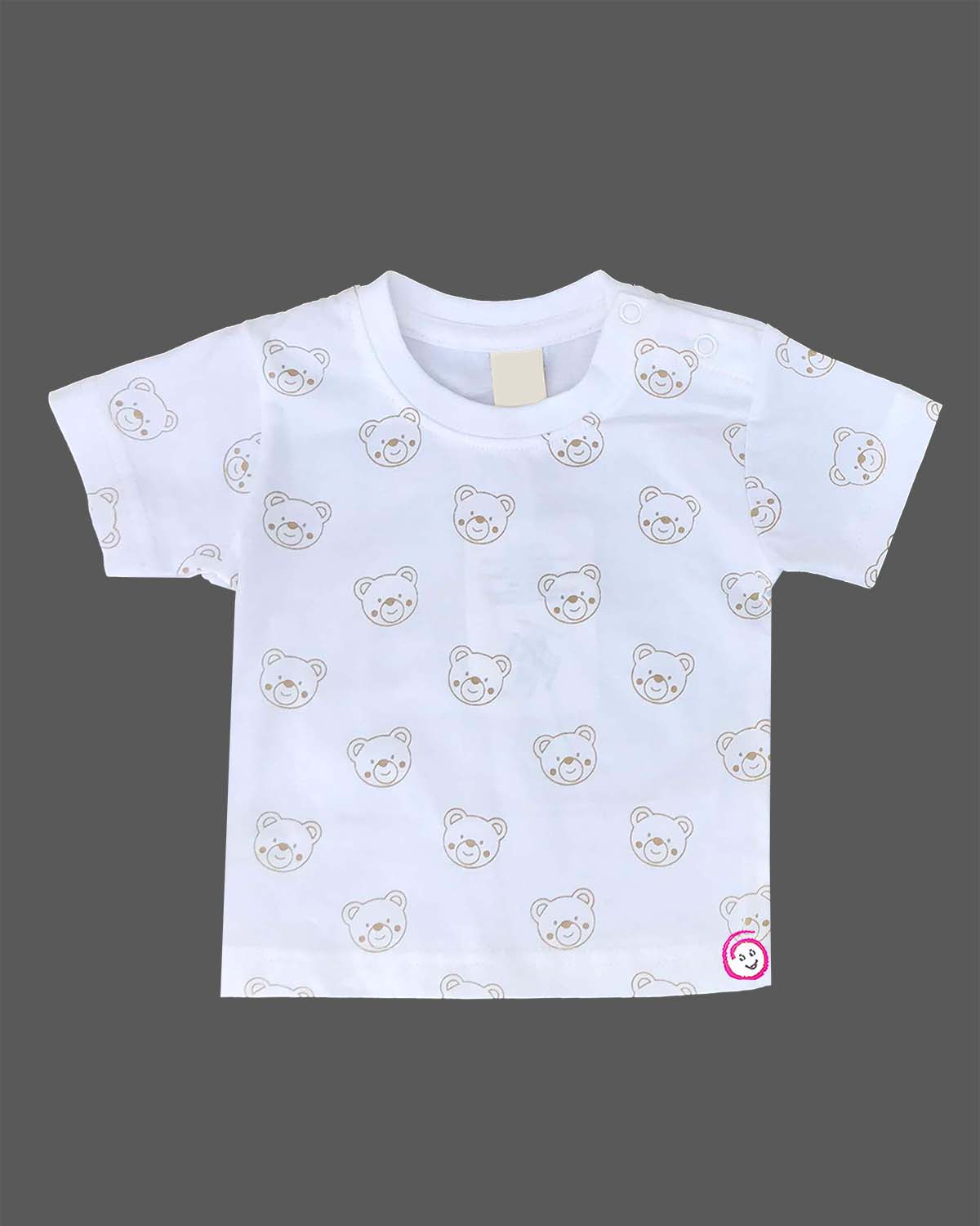 Stylish junior statement piece bear printed short sleeve shirt paired with corduroy overalls