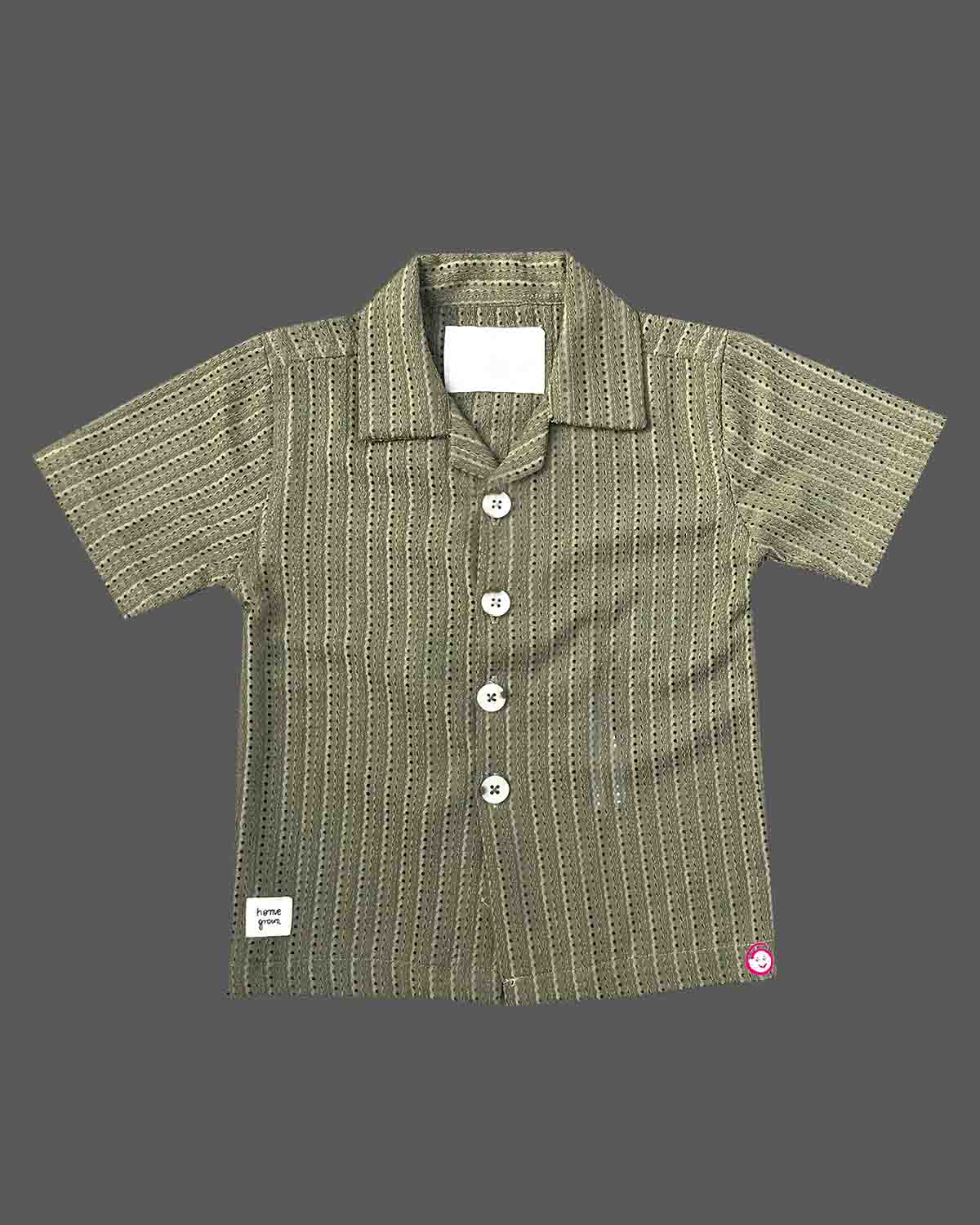 Toddler boys textured vertical stripe collar short sleeve shirt and tailored shorts set with rope belt detail
