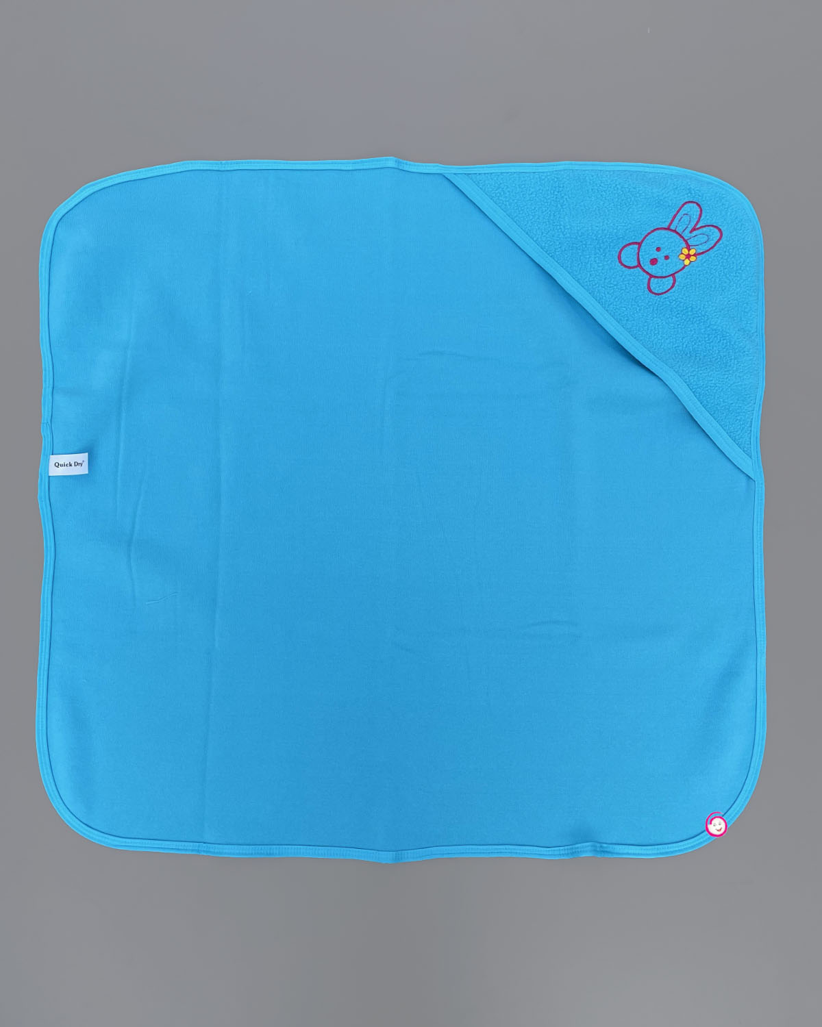 Kids teddy applique Hooded Towel - Blue