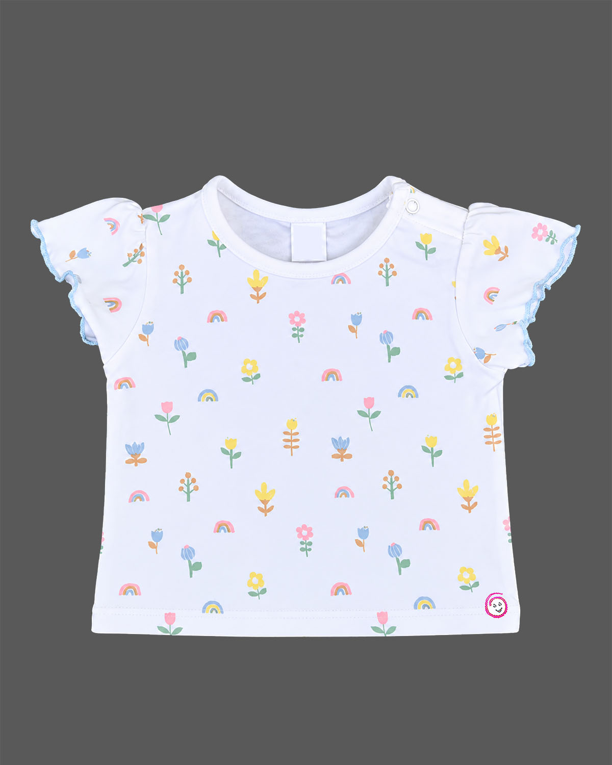 Baby girl cotton pinafore dress with frill sleeve printed t-shirt set for casual wear