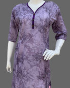 Women Over All Floral Printed Kurti With Zip - Lavender