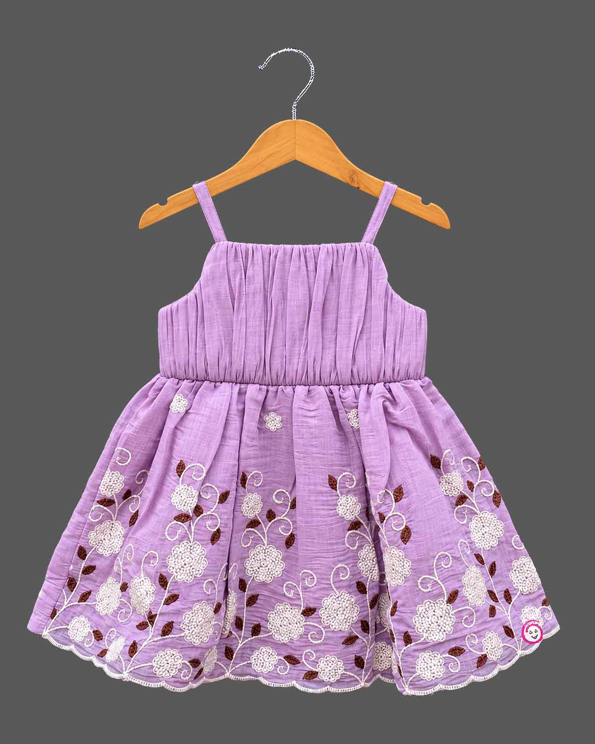 Silk frocks for baby girl with floral embroidery and tiered jacket