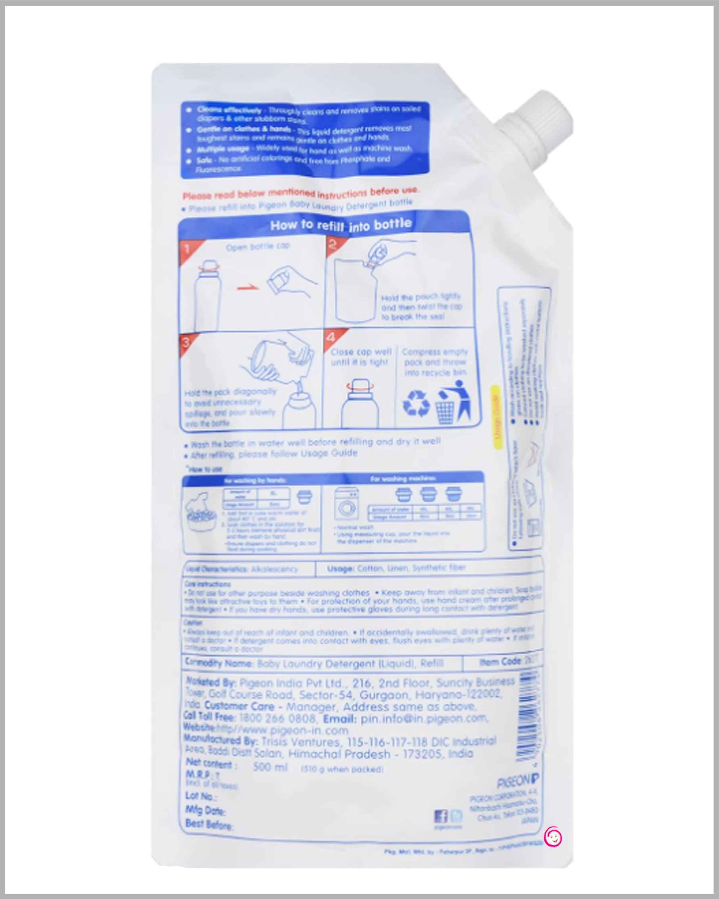 Pigeon Liquid Laundry Detergent Refill Pack - 500 ml