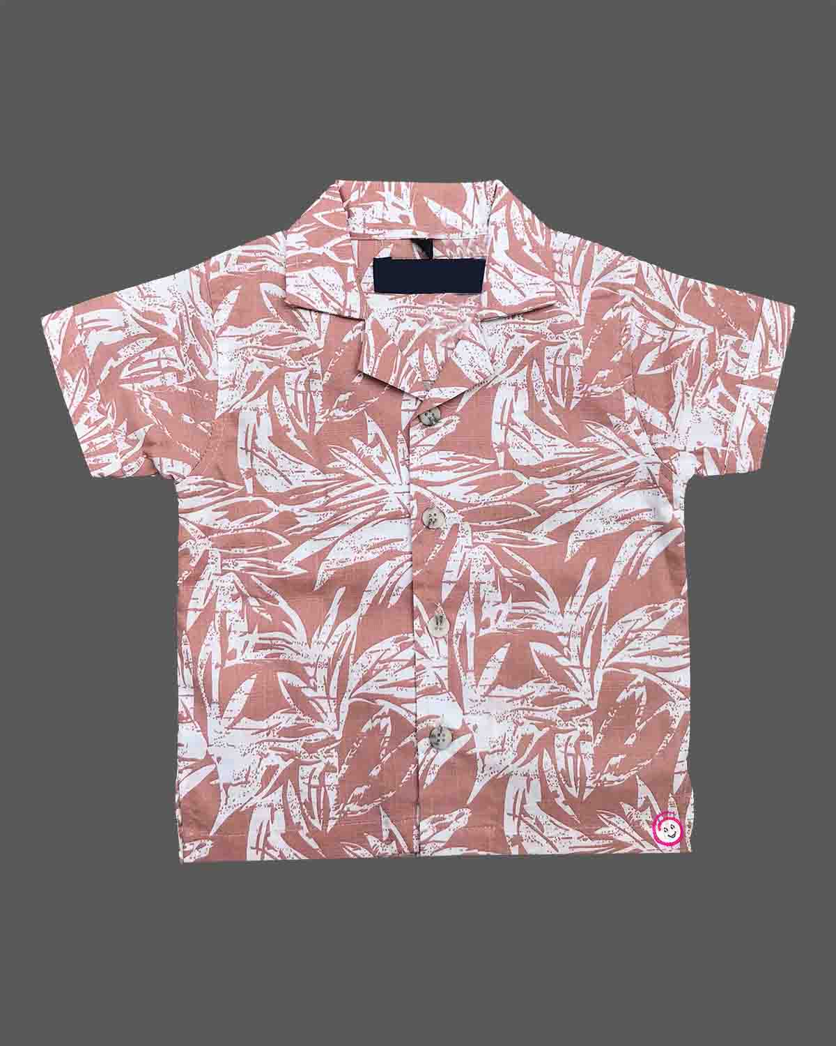 Matching printed button down short sleeve shirt and shorts set for kids casual wear