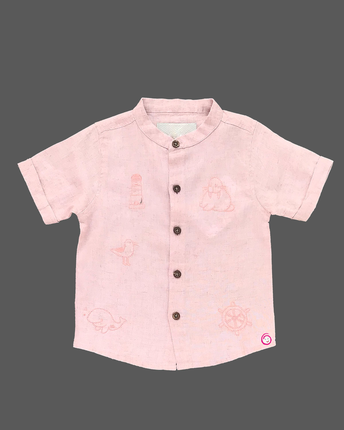 Boys half sleeve printed shirt with shorts - Peach