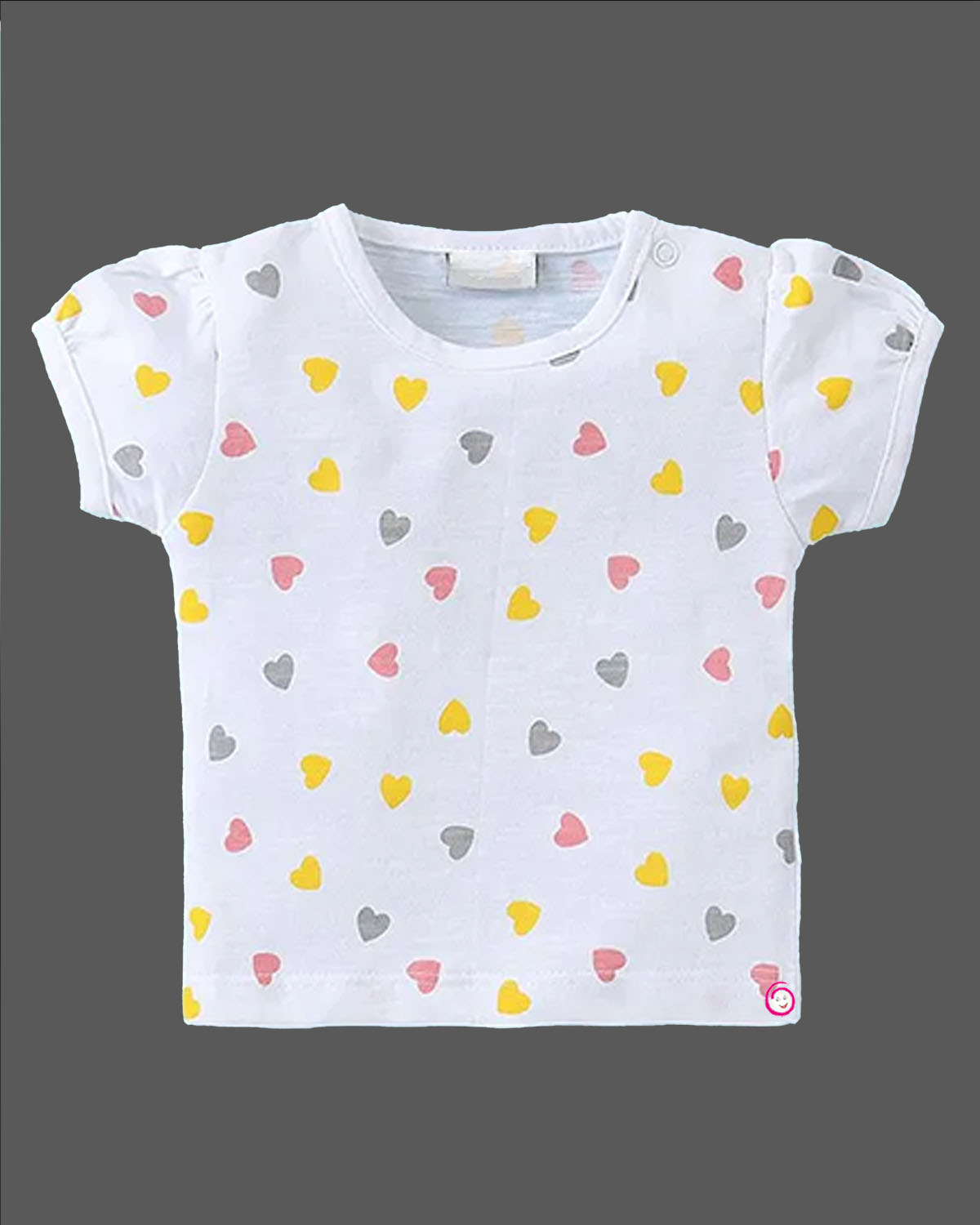 Girls cat embroidered dungaree with half sleeves hearts printed top - Melan