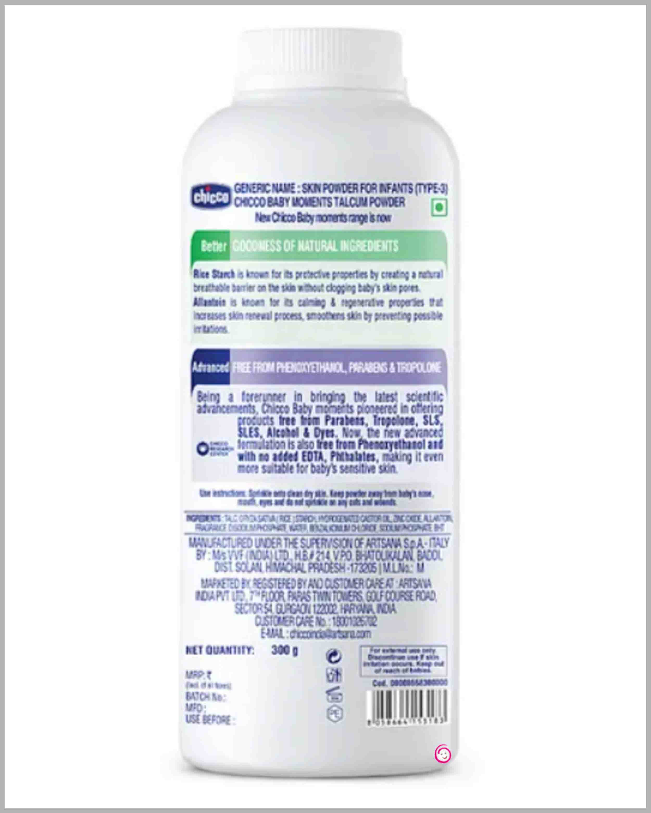 Chicco baby moments talcum powder - 300gm