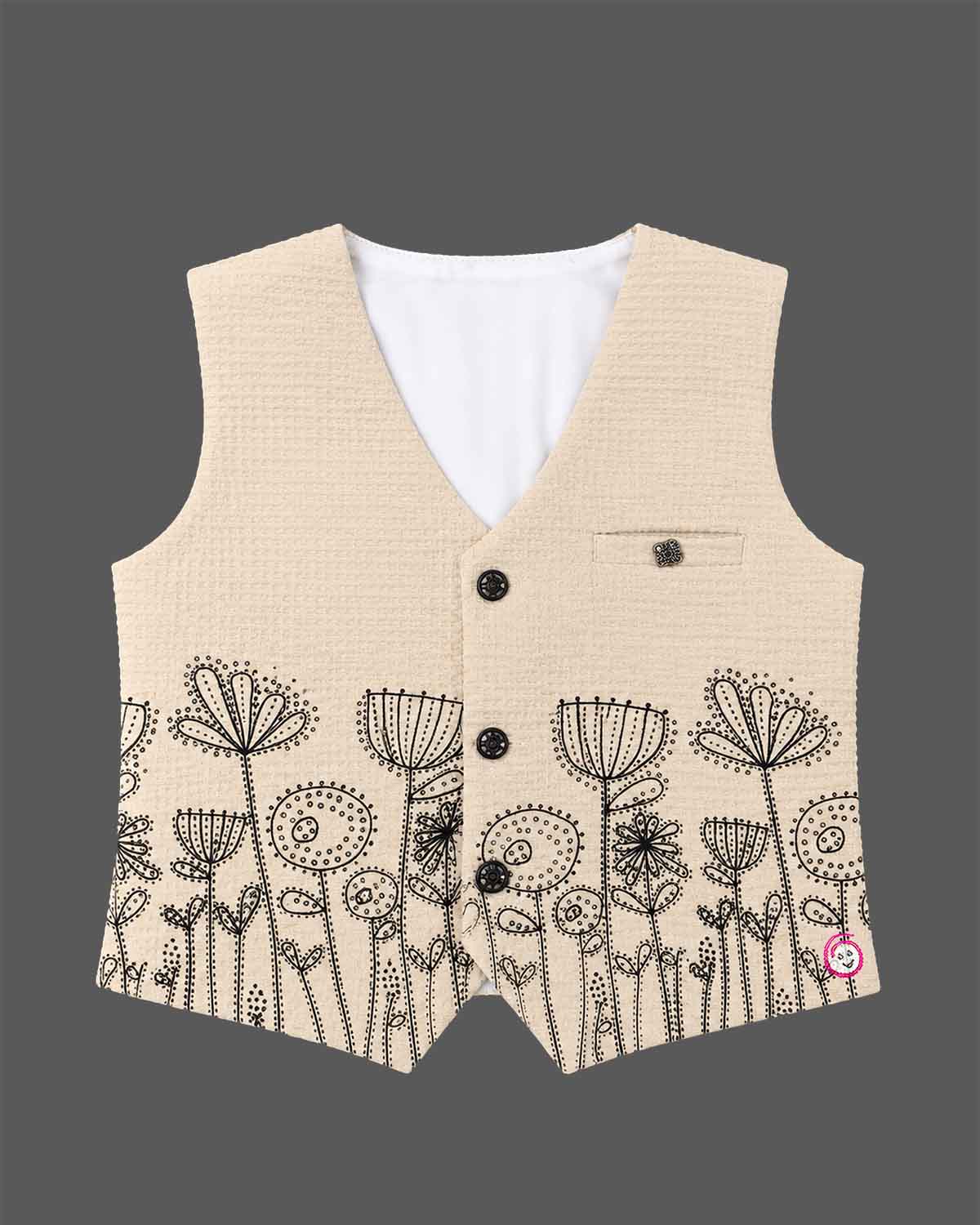 boys waistcoat suit set with embroidered vest shirt pant and bow tie for boys party wear