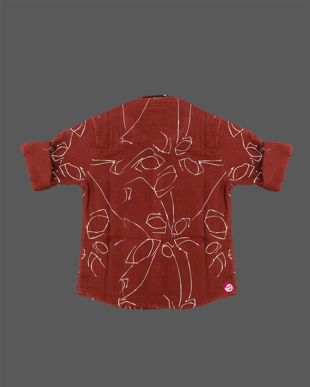 Stylish junior statement piece featuring minimalist line pattern shirt with folded sleeve tabs