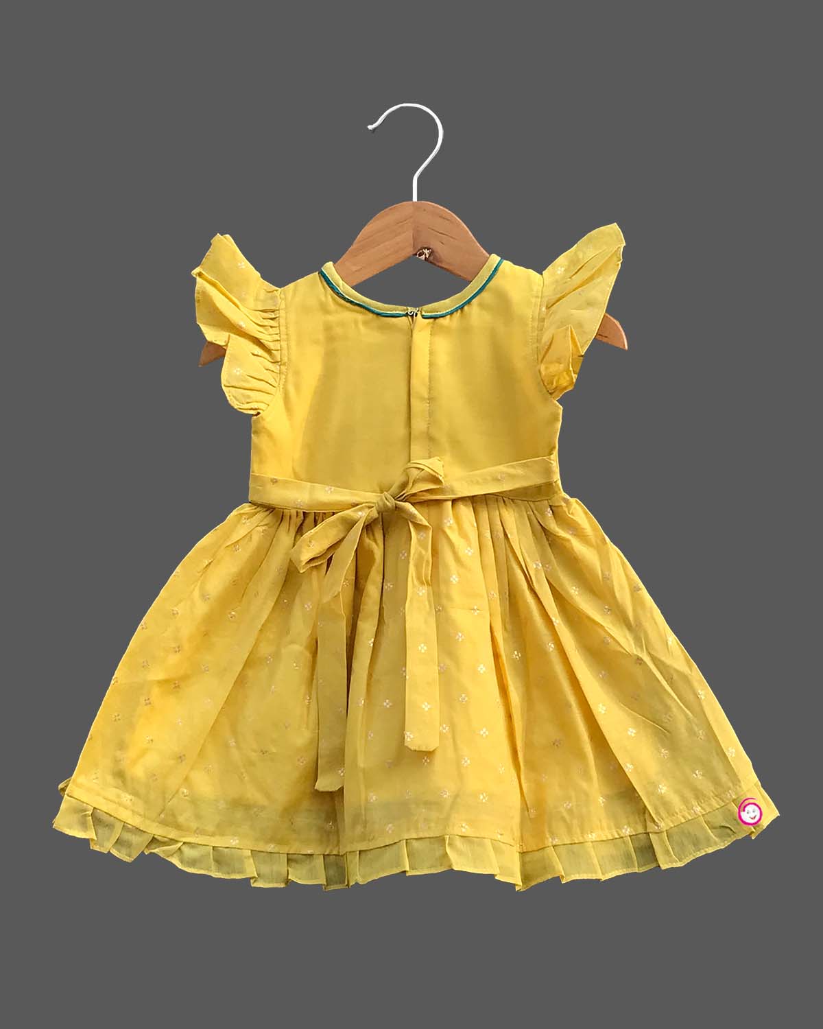 Girls peacock printed traditional frock - Yellow