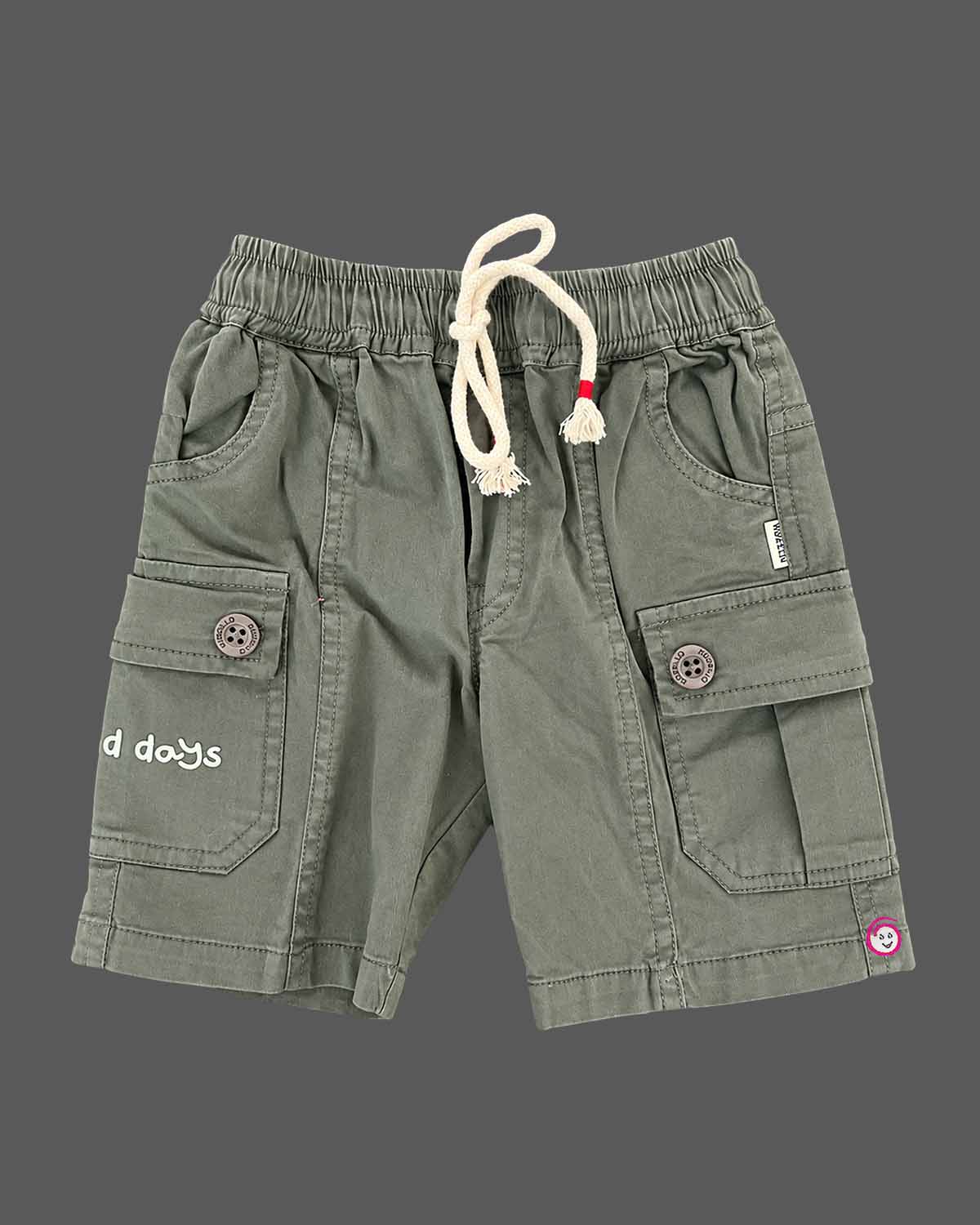 Kids leaf print button-down shirt and cargo shorts forming an indo western dress for boys