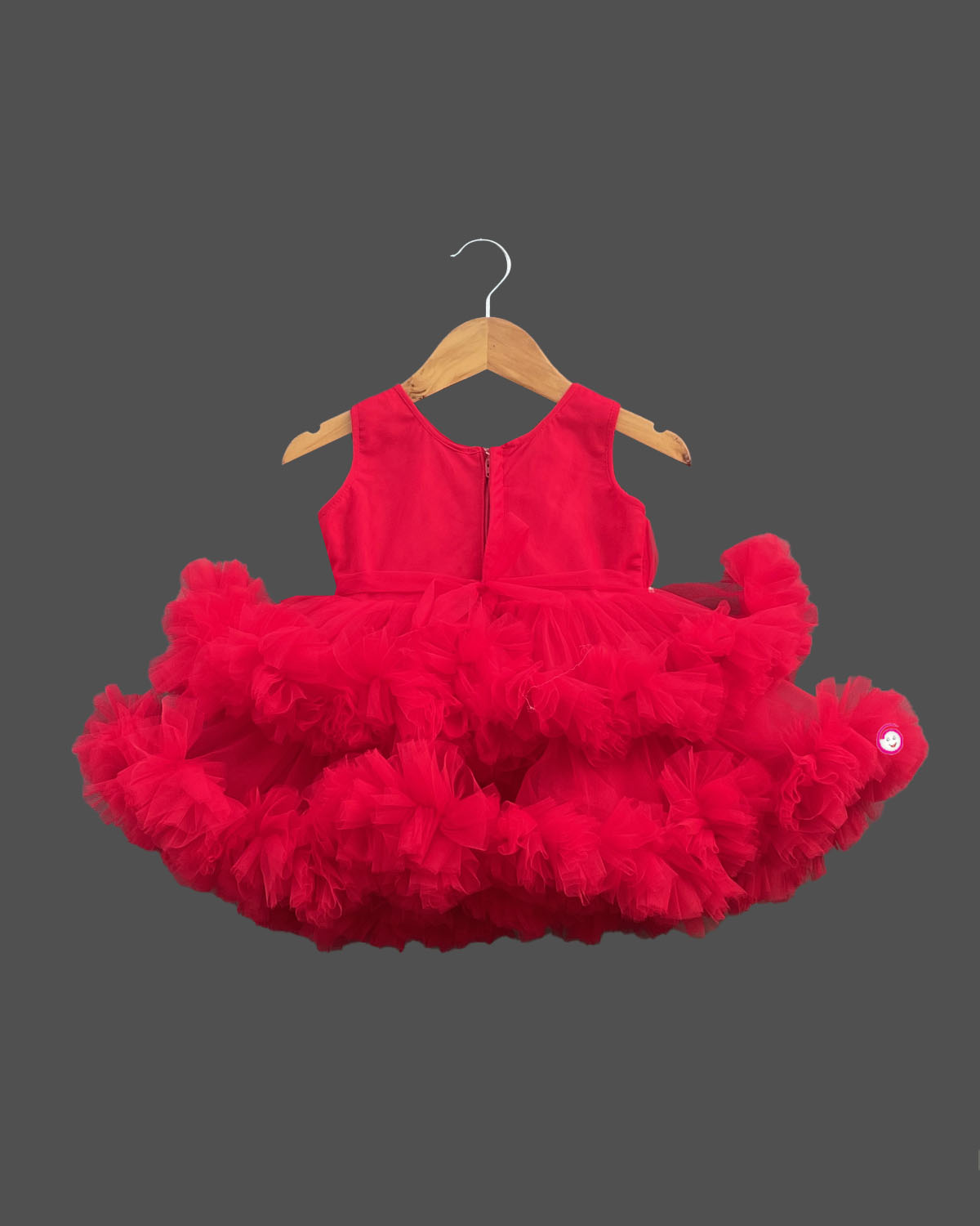 Girls ruffled with Party frock - Red