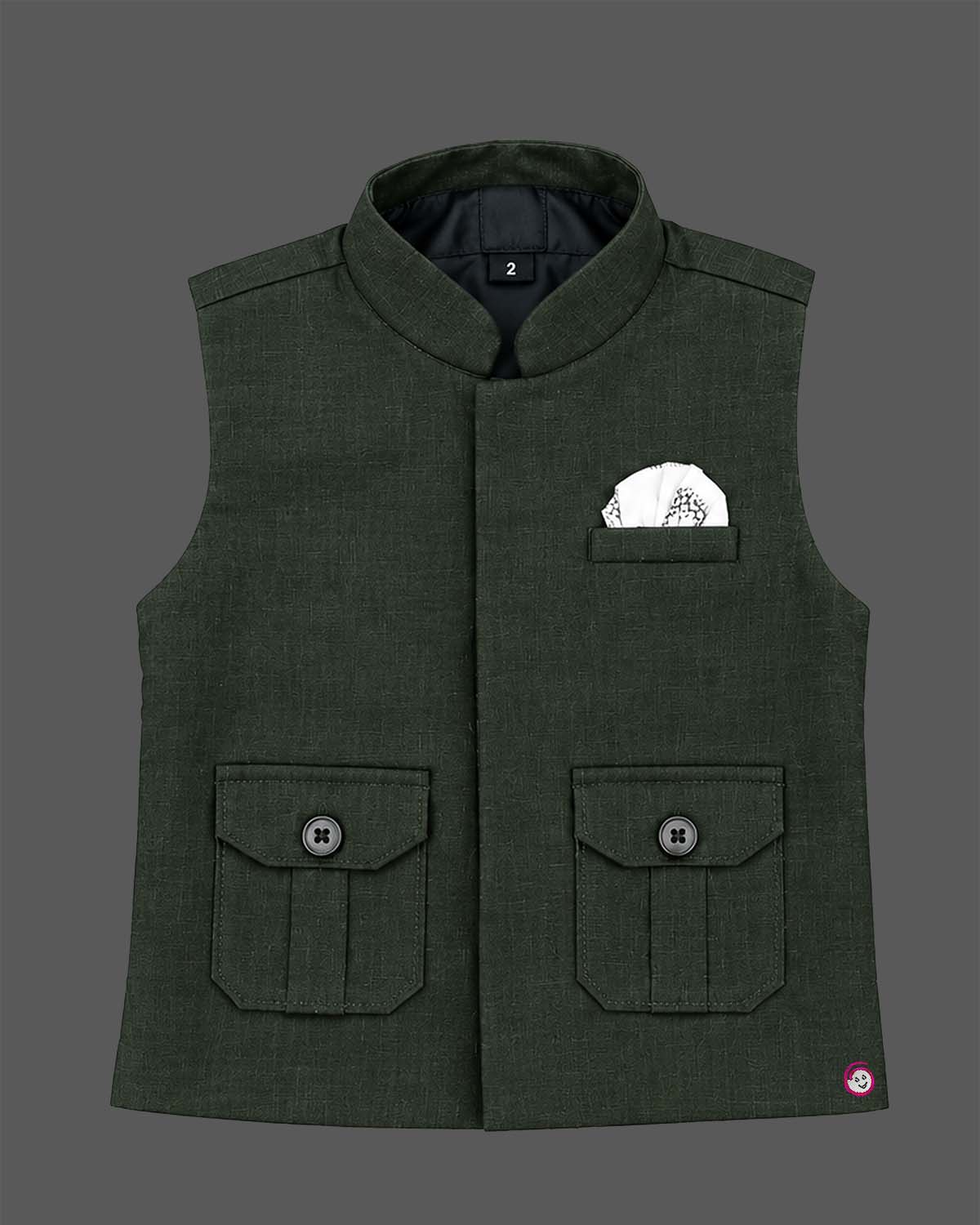 Boys waistcoat set with printed shirt and tailored pant for party wear