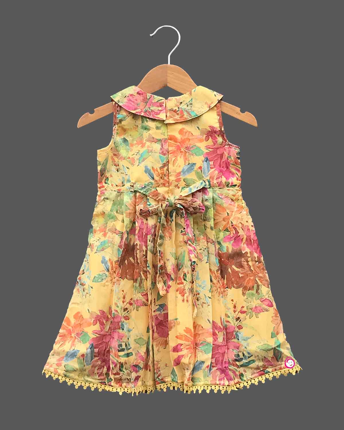 Girls elegant design casual frock - Yellow