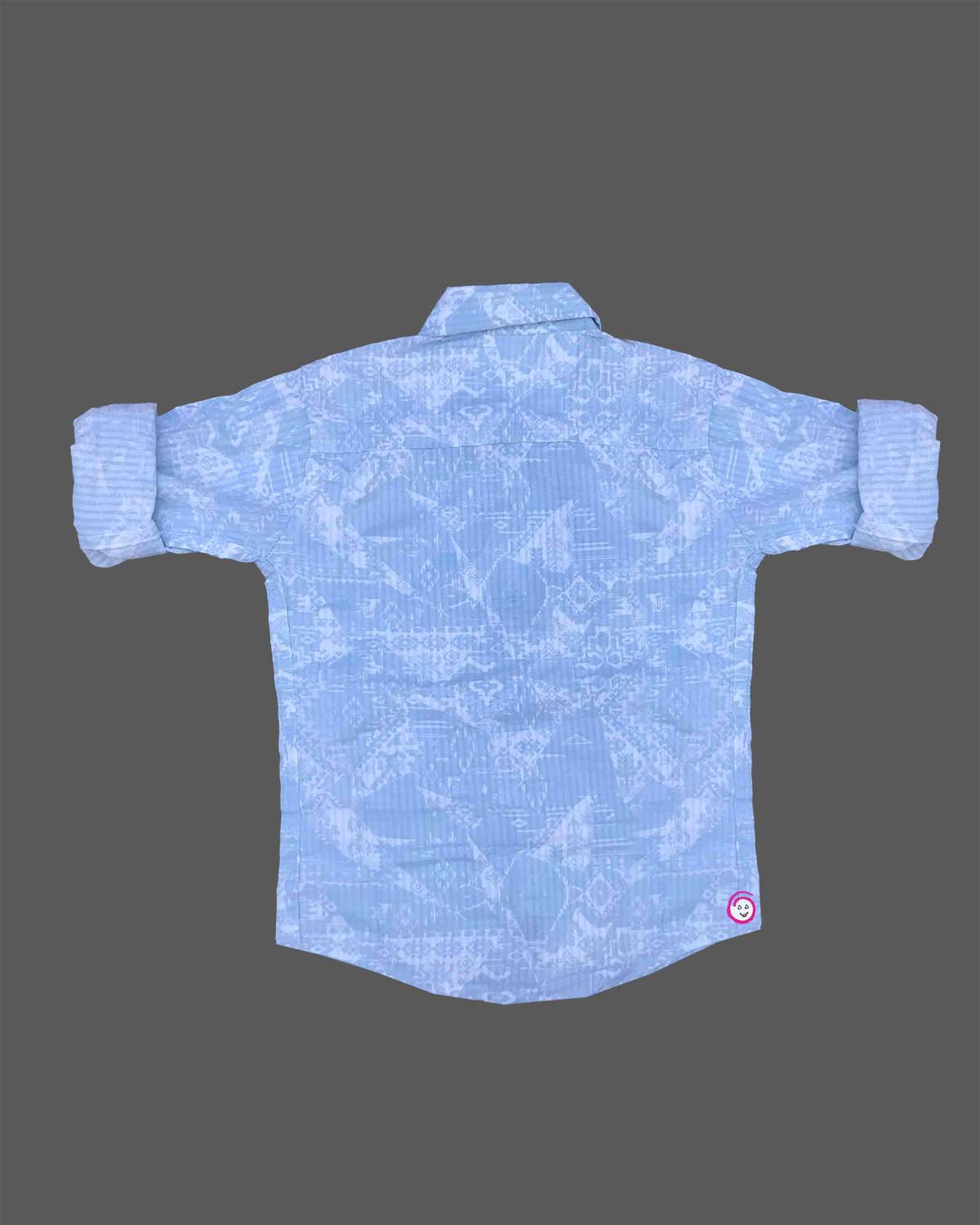 Smart toddler boys button-down shirt featuring an all-over abstract slub pattern and versatile roll-up sleeves.