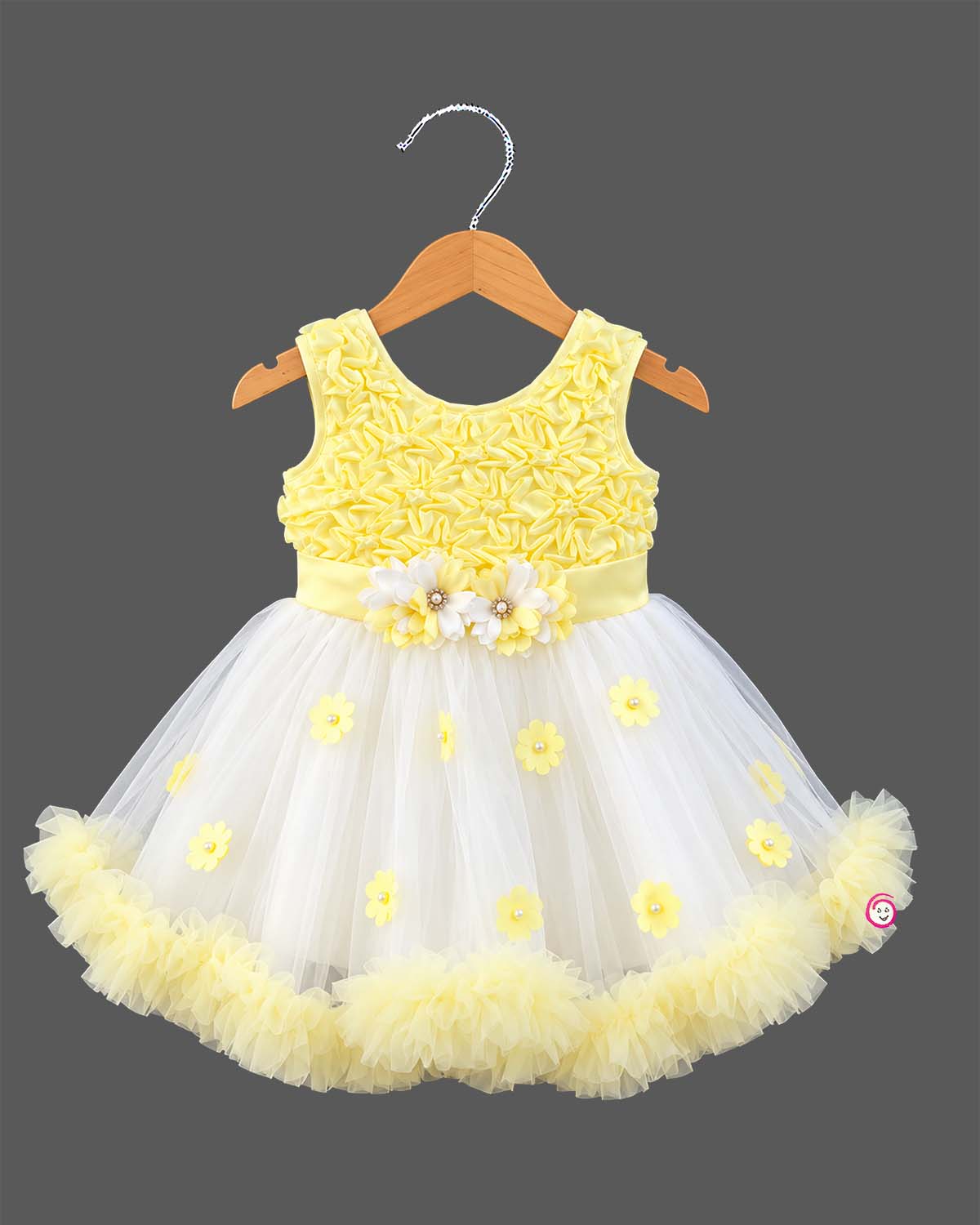 toddler floral net frock sleeveless children party wear dress