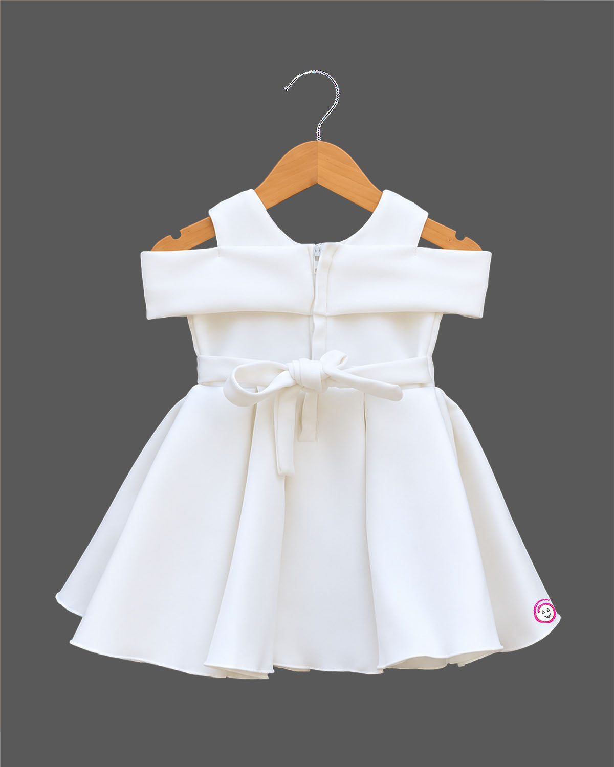 Sleeveless pleated party dress featuring large 3D fabric rose appliques and structured flared skirt