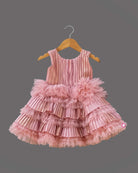Girls bow applique party frock - Rose Pink