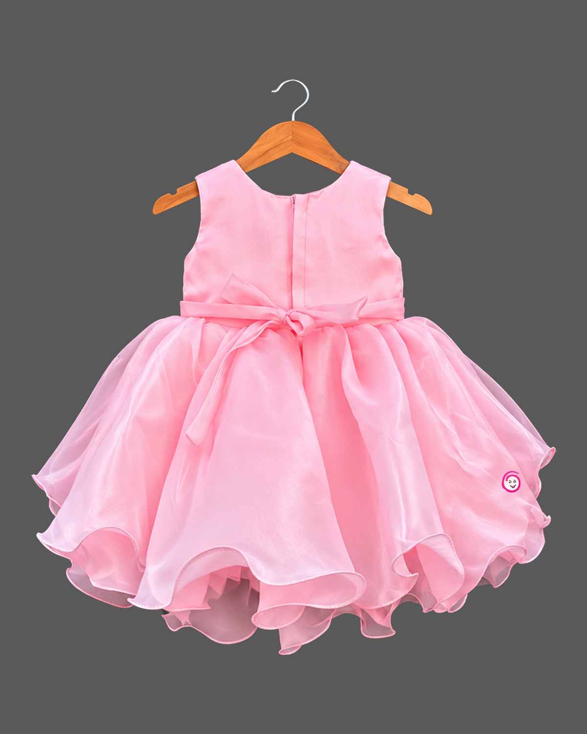 Infant Pleated Organza Frock for Birthday Party featuring center rosette