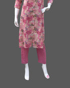 Maternity overall floral printed full sleeve top & pant set - Pink